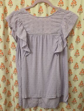ODDY Lavender Eyelet Ruffle Blouse